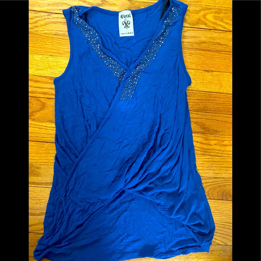 Royal blue sleeveless tunic shirt